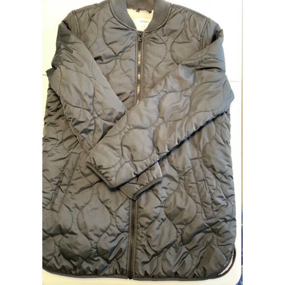 Old Navy Women's Medium Quilted Sherpa Lined Coat Dark Gray Warm Winter Jacket - Picture 3 of 11